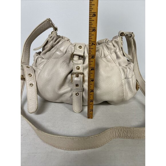 Michael Kors Cream Leather Drawstring Shoulder Bag With Gold Accents - Picture 11 of 14